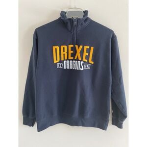 Champion Drexel Dragons Quarter Zip Sweatshirt Navy Blue Men's Size L